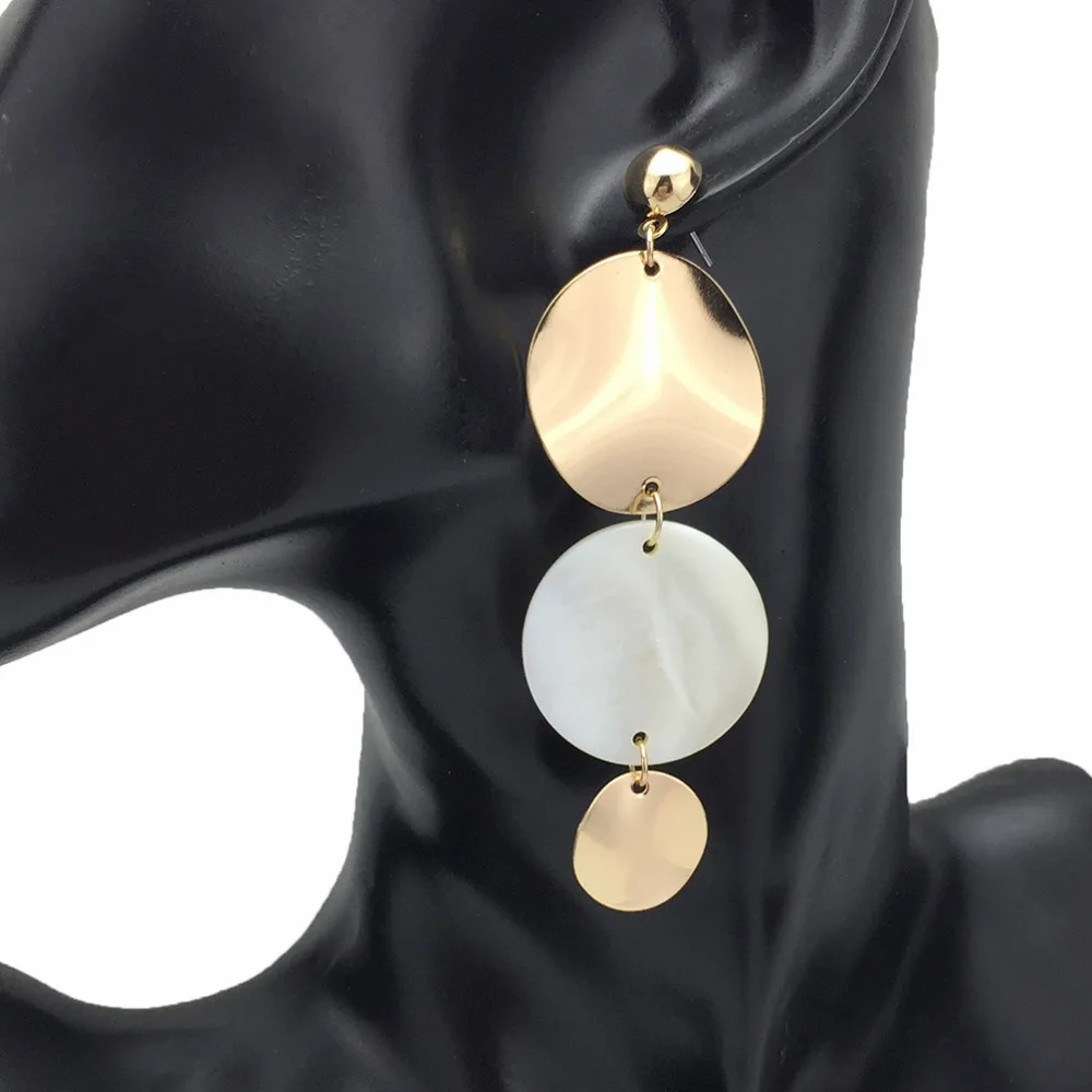 

Trendy Alloy Shell Long Earrings For Women Jewelry Wholesale Statement Drop Dangle Earring Golden Silver Colors UKMOC