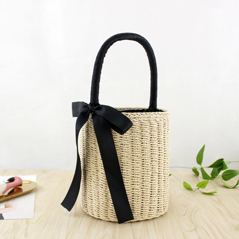 Women Straw Bowknot Bags Top-Handle Summer Female Beach Bags Women Designer Vintage Casual Tote Ladies 2018 New