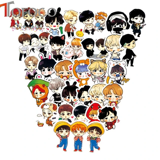 63pcs Cute Expression Bts Stickers Youth Group Cartoon Handpainted Q  Version Sticker For Luggage Laptop Notebook For Kid - Sticker - AliExpress