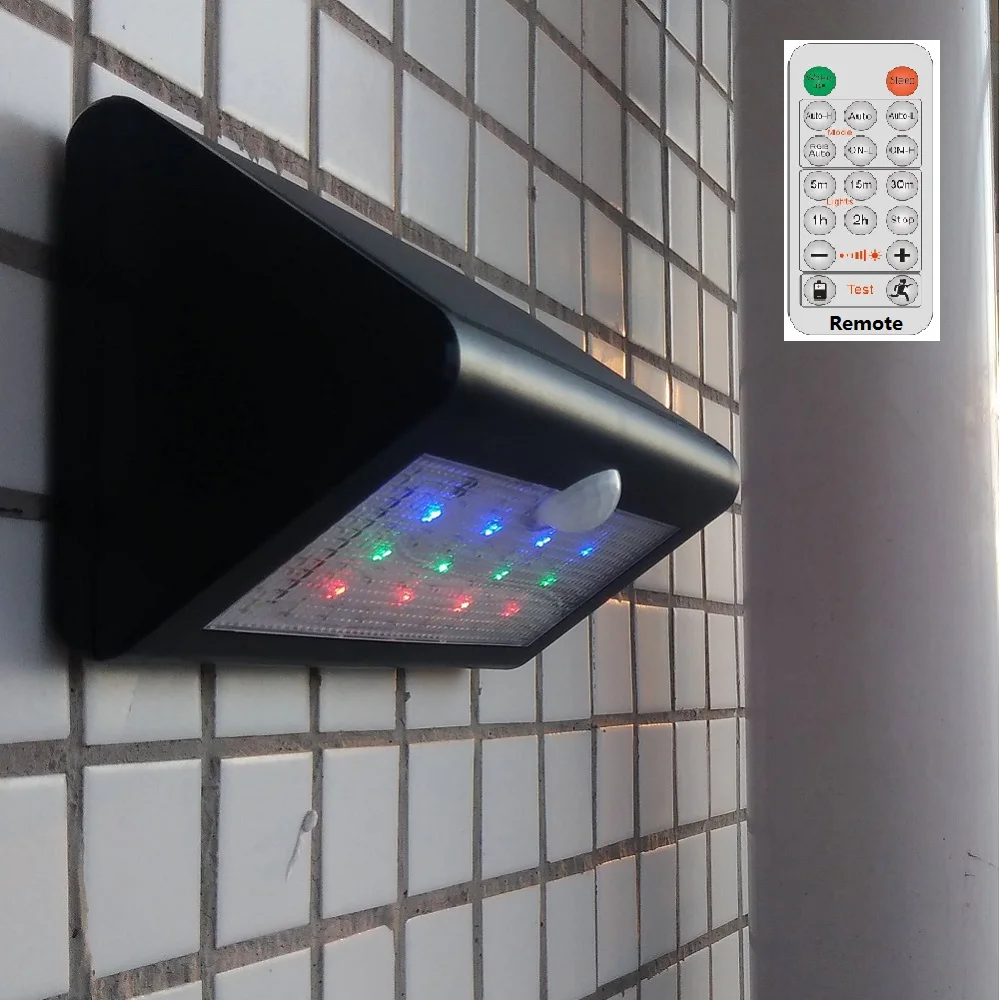 LED Solar Sensor Light 50 LEDs Outdoor Solar Powered PIR Motion Sensor Light Wall lamp Security lights Remote Control 2in1 RGBW LED Solar Sensor Light 50 LEDs Outdoor Solar Powered PIR Motion Sensor Light Wall lamp Security lights Remote Control 2in1 RGBW