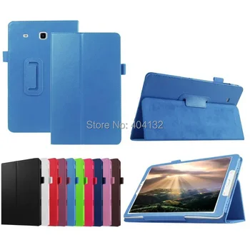 

For Samsung T560 T561 Protective Skin Litchi Stand PU Cover Case For Samsung Galaxy Tab E 9.6 (50PCS/Lot)