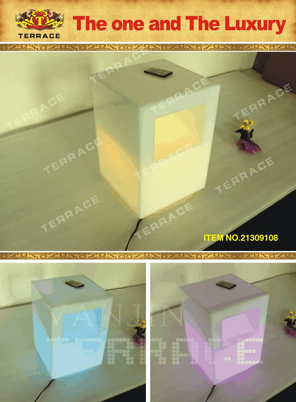 New Fashion acrylic lighting side table, Modern Lucite LED Nightstand, PMMA Sofa table with magazinerack