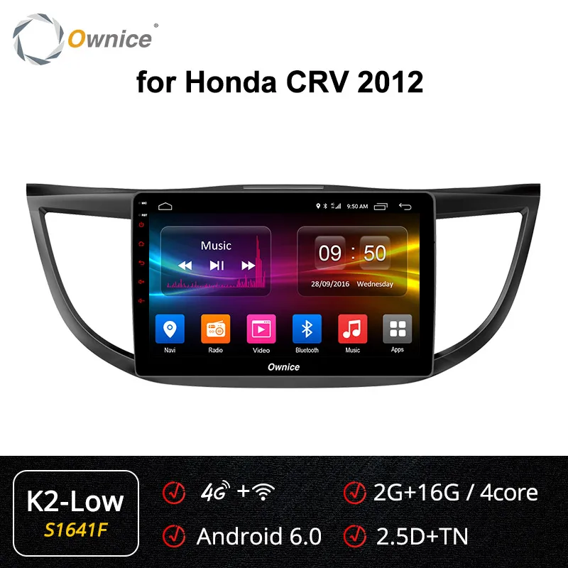 Ownice K3 K5 K6 2DIN Android 9,0 автомобильный проигрыватель с радио и GPS для Honda CRV 2012 2013 W/8 ядро 360 панорама DSP 4 аппарат не привязан к оператору сотовой связи - Цвет: S1641 K2-Low