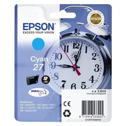 Epson Singlepack голубой 27 DURABrite ультра чернила, Cian, Epson, WF-3620DWF, WF-3640DTWF, WF-7110DTW, WF-7610DWF, WF-7620DTWF, 3,6 мл