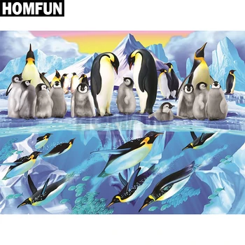 

HOMFUN Full Square/Round Drill 5D DIY Diamond Painting "Animal penguin" 3D Embroidery Cross Stitch 5D Decor Gift A00384