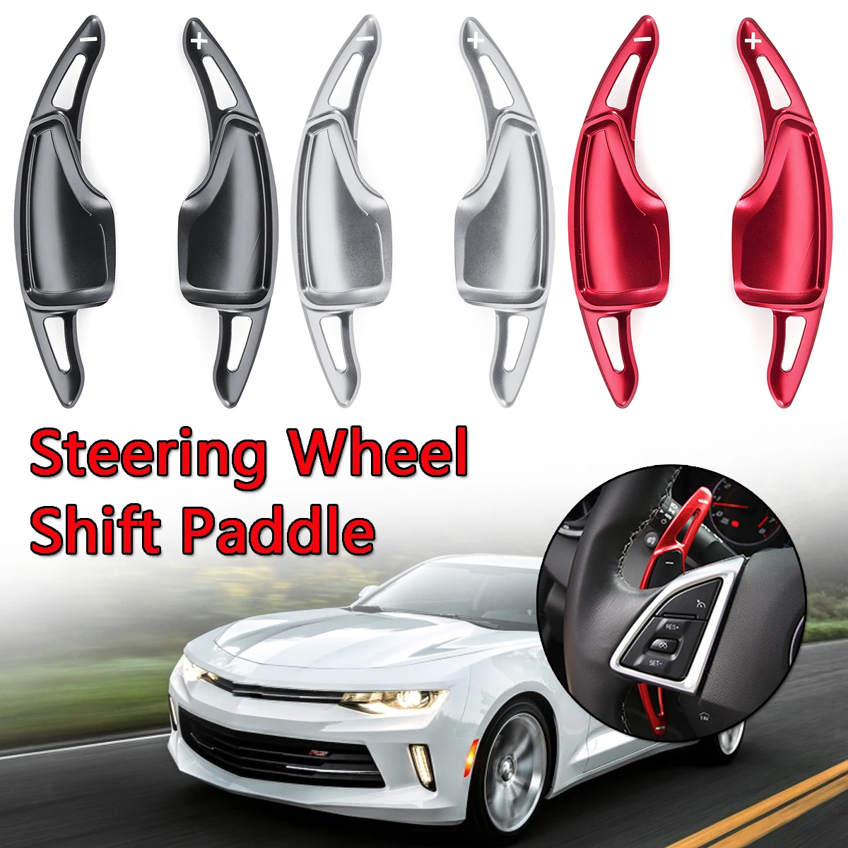 

2pcs For Chevrolet Camaro 2016-2017 Car Steering Wheel Paddle Shifter in car steering wheels&hubs Extension Sticker Decoration