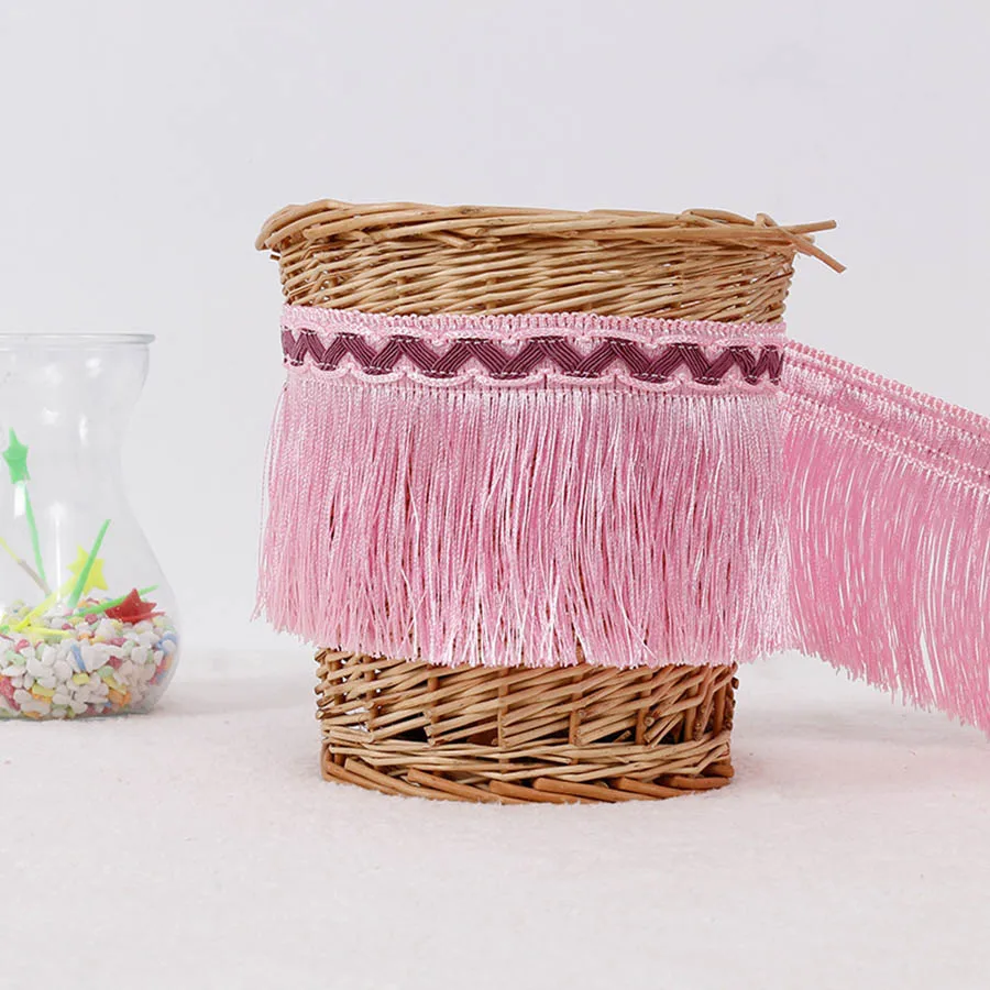 

12 meters 8cm Tassels Trim Braid Lace Tassel Polyester Silk Fringe Trim Ribbon Latin Dance Skirt Curtain Fringes for Sewing