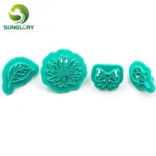 DIY 4 шт./компл. Цветы Листья бант печенья резак Пластиковая форма для вырезания Sugarcraft Украшение печенья Форма кухонные принадлежности для выпечки