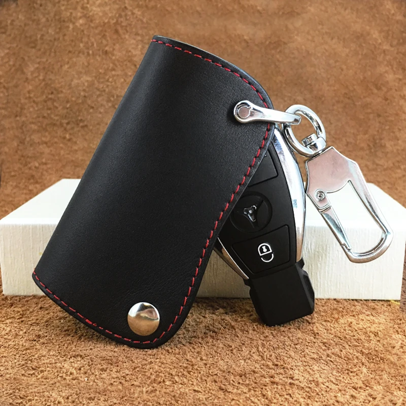 Genuine Leather Car Key Case Key Holder Bag Cover Wallets For Mercedes Benz Accessories W203