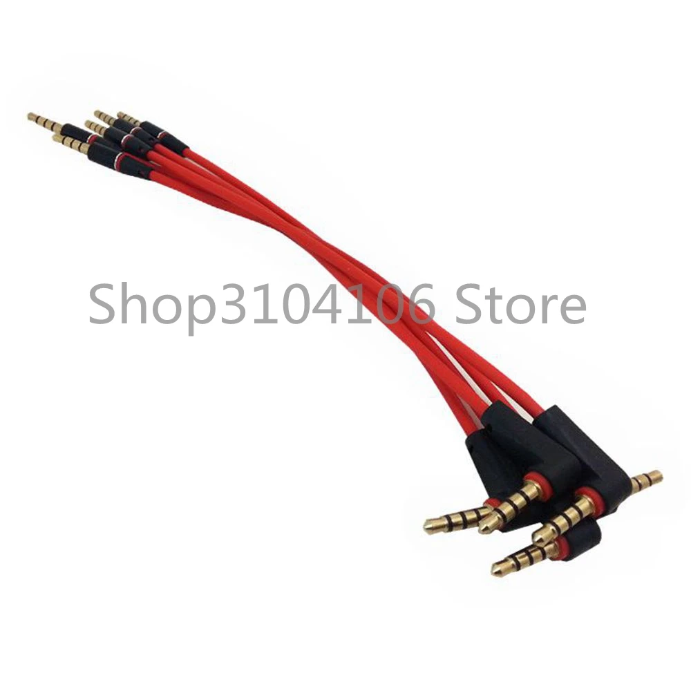 20cm 90 Degree Angled Short 4 pole 3.5mm to 3.5mm Audio Cable Plug jack 3.5 male to male Car Sound Wire headphone for phones