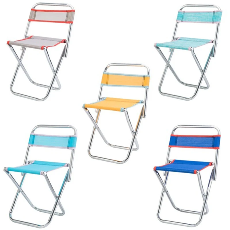 Нержавеющее стальное складывающееся кресло, уличное портативное Сетчатое кресло, рыболовный стул, складное кресло для кемпинга, туристическое кресло, случайный цвет - Цвет: random color