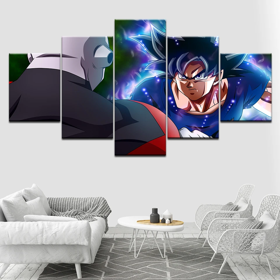 Us 559 43 Offdragon Ball Z Goku Vs Jiren 5 Pieces Canvas Wall Art Painting Modular Wallpapers Poster Print For Living Room Home Decor In Painting