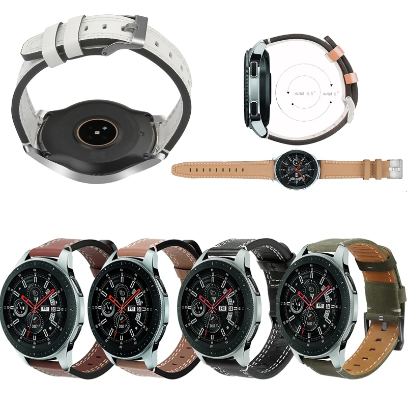 

Genuine Leather Watch Strap 22mm for Samsung Galaxy Watch 46mm SM-R800 Quick Release Band Steel Butterfly Clasp Watchband