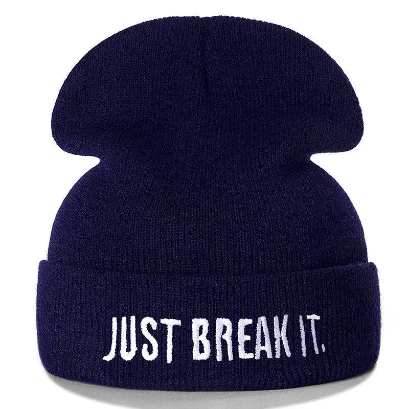 Новая унисекс Шапка-бини, просто сломайте его, Повседневная зимняя шапка для мужчин и женщин, теплая вязаная шапка, модная однотонная уличная шапка в стиле хип-хоп