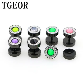 

free shipping NEW ARRIVAL illusion cheaters 30pcs 10mm Stainless Steel rim crystals piercing fake plugs