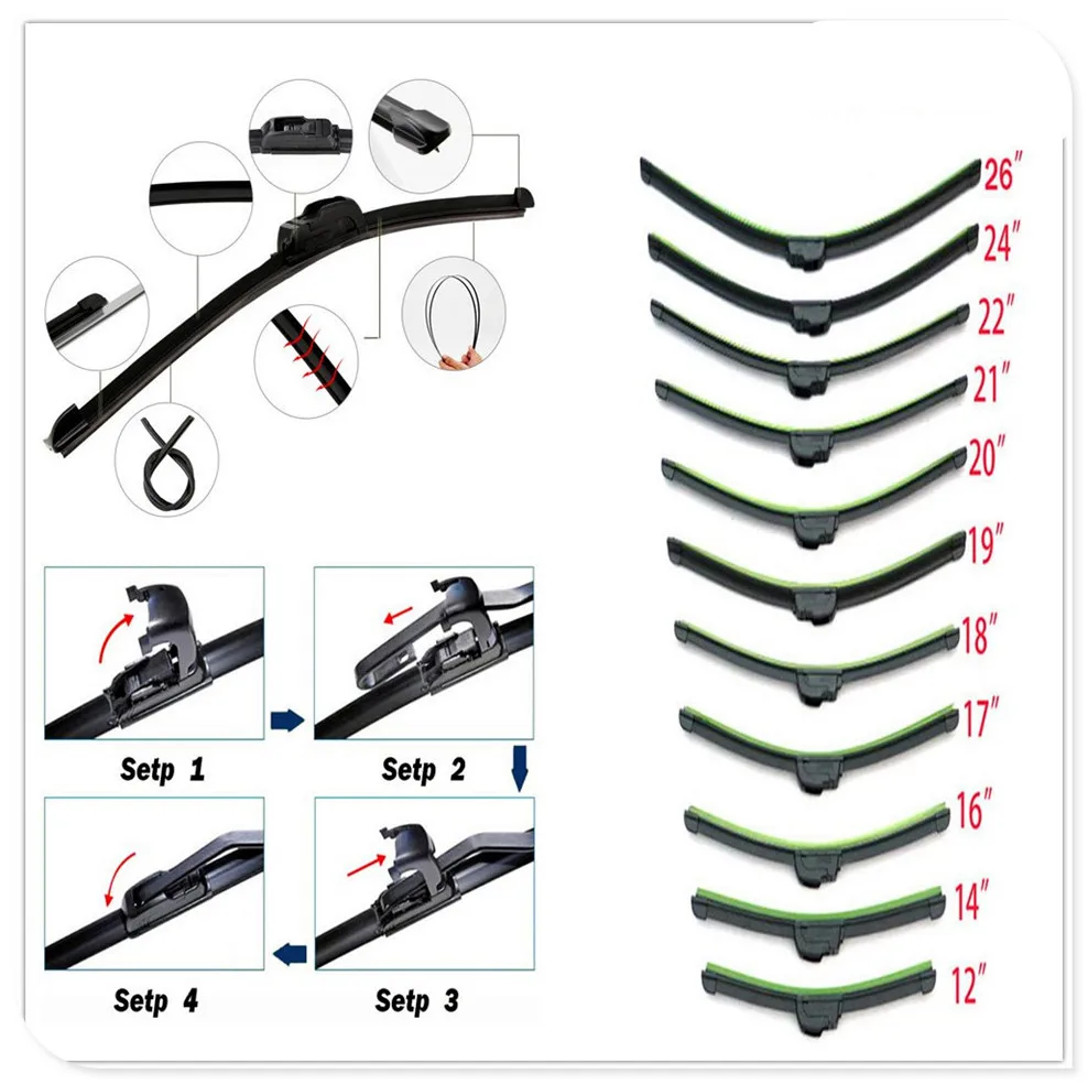 

Car U-type Frameless Bracketless refill Rubber Wiper Blade for Kia Forte Ceed Stonic Stinger Rio Picanto Niro Soulster No3