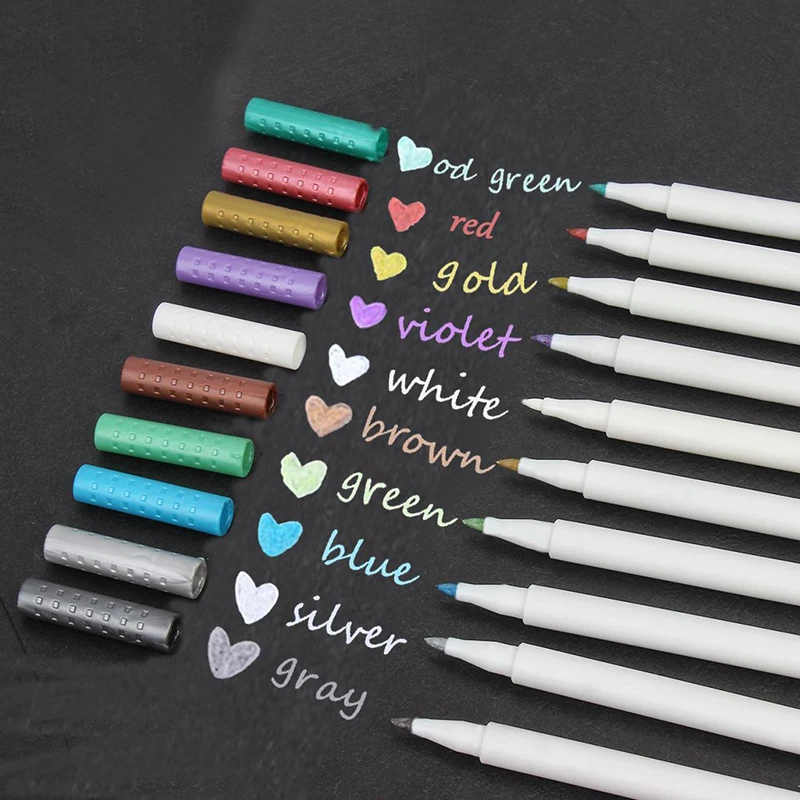 

Metallic Colored Photo Album Drawing Shining Marker Pen School Art Supplies Watercolor Art Marker Glitter Gel Pens Stationery