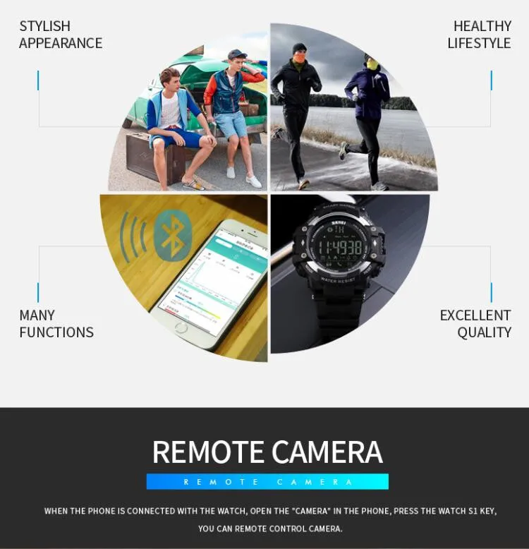 fitness watches for women SKMEI Smart Watch For Apple Android Women Sports Watches Bluetooth Pedometer Camera Smartwatch Waterproof Wristwatches men's water resistant watches