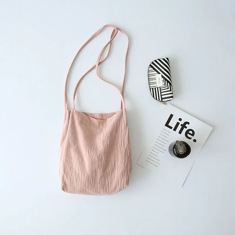 Washed Cotton and Linen Shoulder Bag