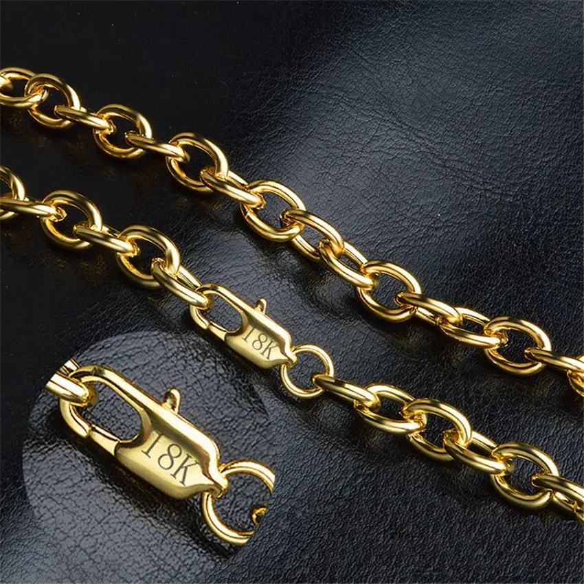 

Europe and the United States 18 K 8mm men's gold necklace European and American hot O-shaped thick chain length