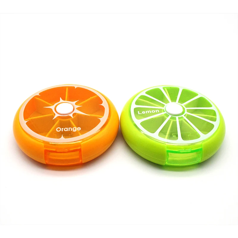 

7 Days Weekly Rotating Pill Box Travel Pill Case Medicine Box Outdoor Orange Shape Splitters Box 2 Colors Pill Case Organizer