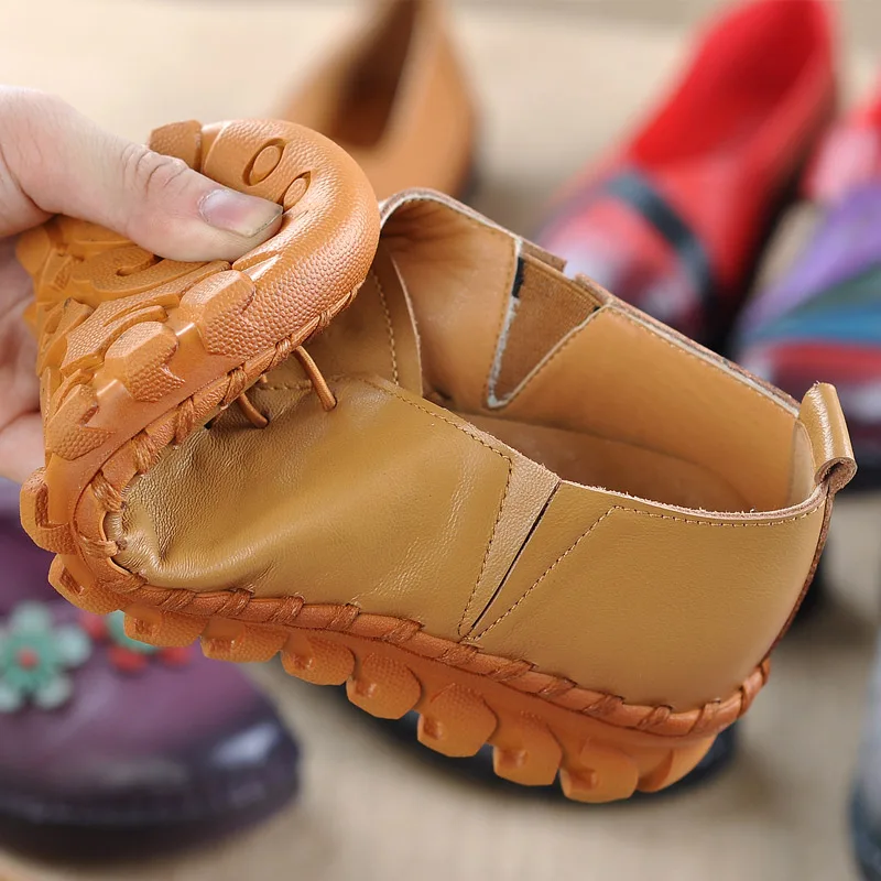 CEYANEAO2018 Frühjahr Echtem Leder Frauen Schuhe Handgemachte Freizeitschuhe Frau Faulenzer