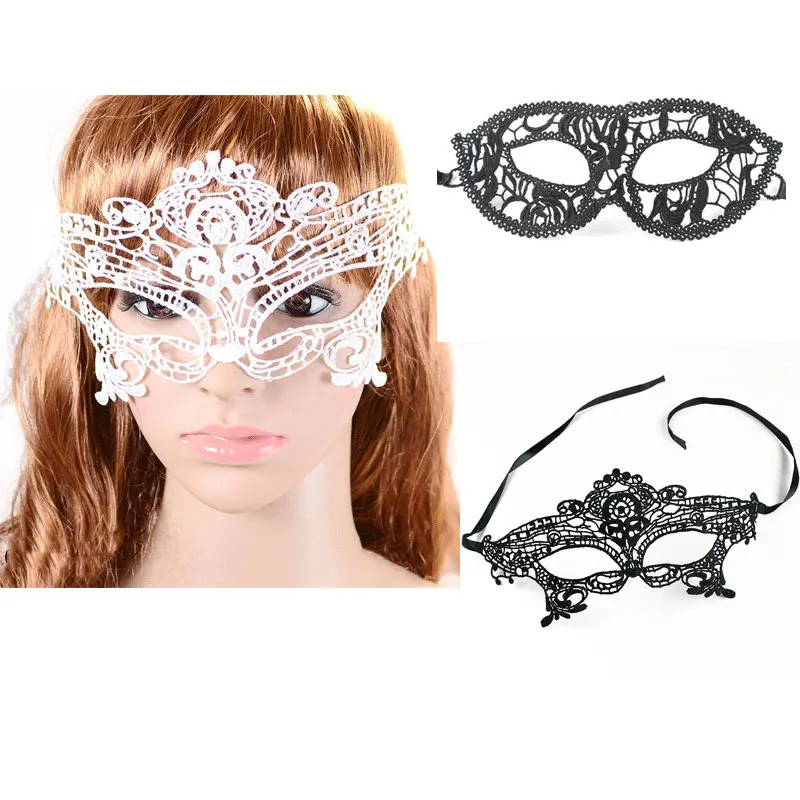 

Girls Women Venetian Mask Halloween Mardi Gras Face Mask Dance Lady Black White Masque Lace Eye Mask Fancy Party Accessories