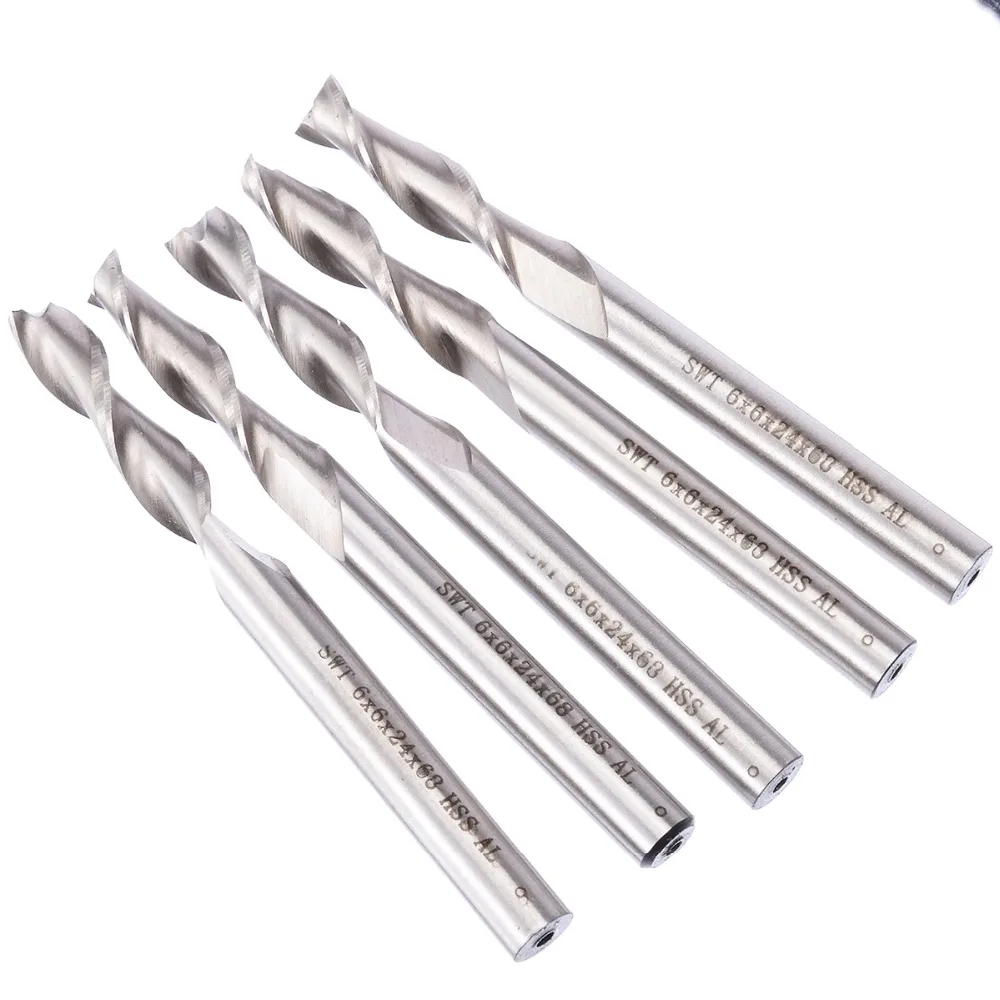 5Pcs 2 Flute End Mill Set HSS & Aluminium Extended CNC Milling Cutter