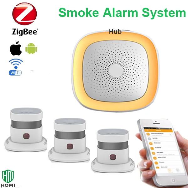 

Zigbee smoke sensor wifi fire alarm system wireless stable signal sentive zigbee EN14604 wifi smoke detector 3pcs