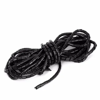 

UXCELL Hot Sale 10mm Outside Diameter 10m Length Spiral Cord Cable Wire Tidy Wrap Hide Banding Organizer Management Black