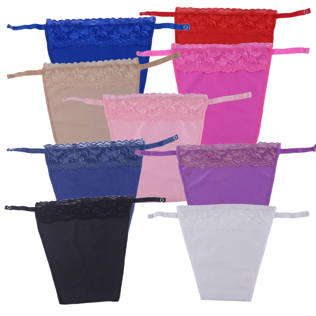 9pcs Women Lace Clip-on Mock Camisole Bra Insert Modesty Panel Secret Tube Tops 9pcs Women Lace Clip-on Mock Camisole Bra Insert Modesty Panel Secret Tube Tops