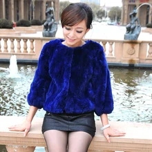 Hot selling 2014 rex rabbit hair fur coat short design o neck slim