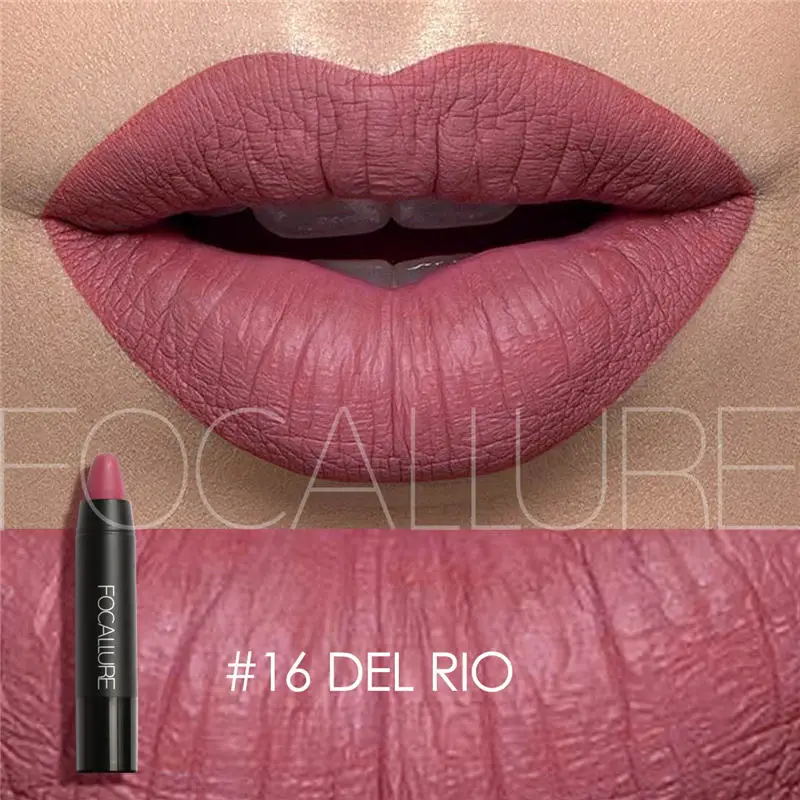 FOCALLURE 19 Цвета губная помада, матовая, Lipsticker Водонепроницаемый длительный легко носить косметический телесного цвета для макияжа губ - Цвет: 16 DEL RIO
