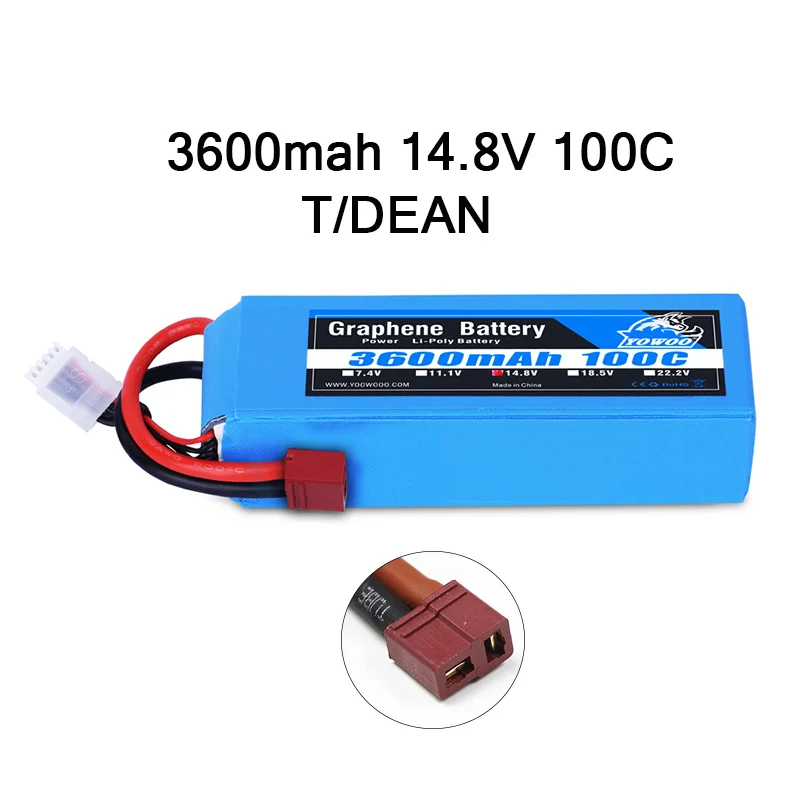 Радиоуправляемая графеновая батарея Lipo 2S 7,4 V 3S 11,1 V 4S 14,8 5S 18,5 V 6S 22,2 V 3000mah 3300mah 4000mah 5000mah 6000mah 6500mah для радиоуправляемого автомобиля - Цвет: 4S 3600mah 100C T