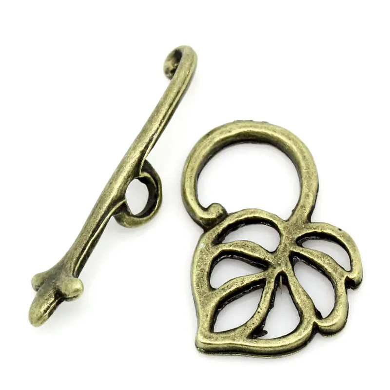 DoreenBeads Zinc metal alloy Toggle Clasps Leaf Antique Bronze 16mm x11mm( 5/8 x 3/8) 22mm x6mm( 7/8 x 2/8), 2 Sets 2017 new doreenbeads iron based alloy silver gray number 0 8 rectangle punch metal stamping tools 7 7cm x4 7cm 3 x1 7 8 1 set