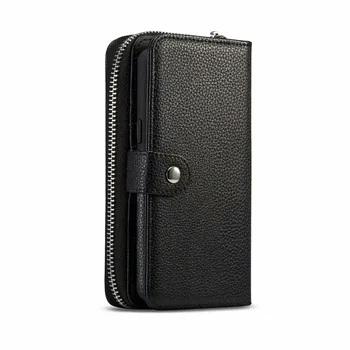 

10pcs/lot Lichee Zipper Leather Wallet Handba Purse Case for Apple iphone XR XS Max