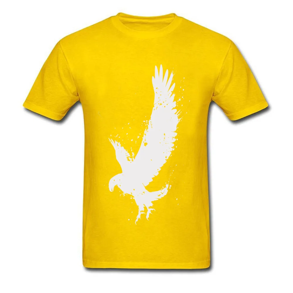 Print Normal Summer/Fall Cotton Fabric O-Neck Men Tees Birthday Tee-Shirt Classic Short Sleeve Tshirts Top Quality Eagle Brush Strokes Splatters On Dark yellow