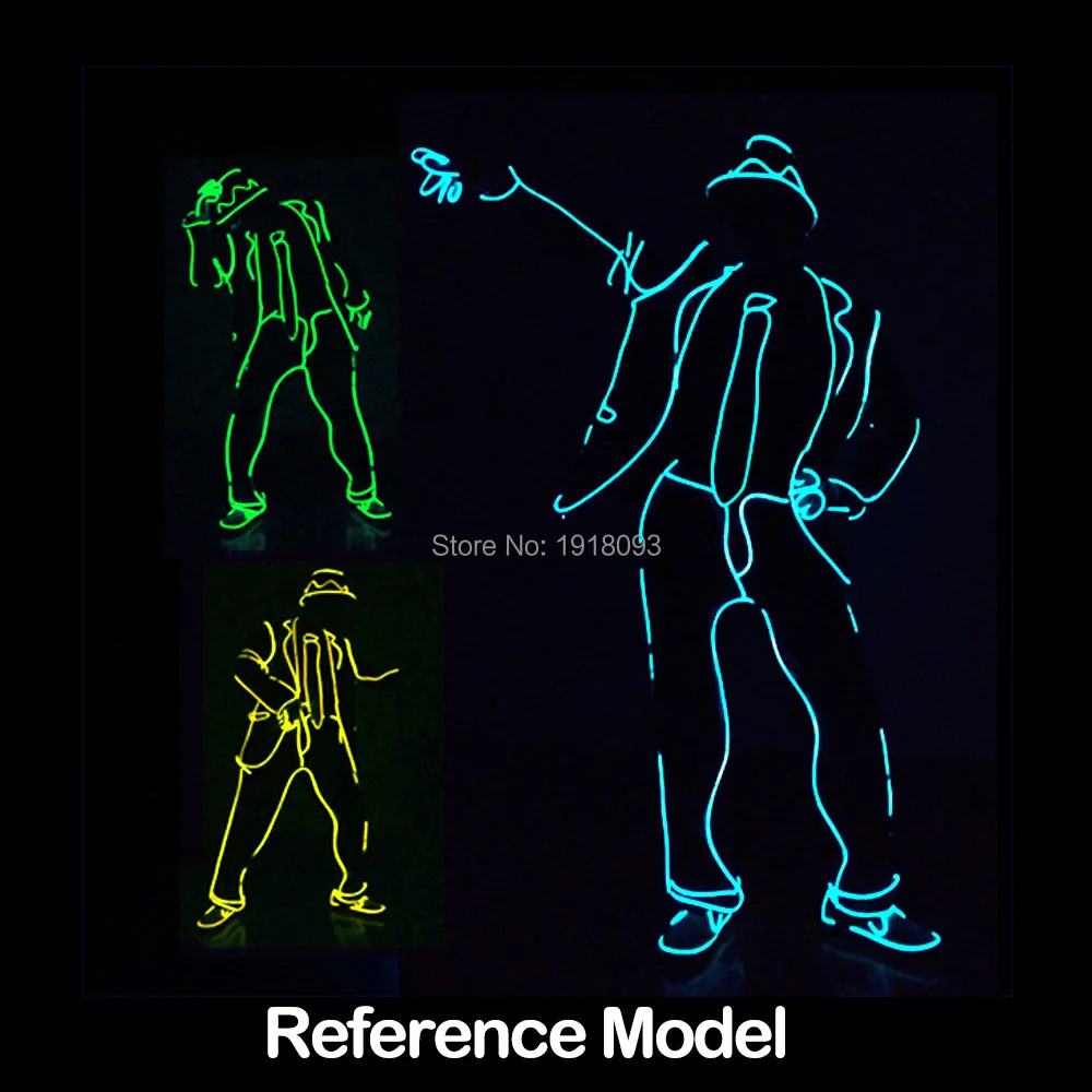 EL костюмы светящиеся продукты 10 Цвета доступны модный EL провод Светодиодные ленты Костюмы DIY холодной полосе танец свечение вечерние Декор