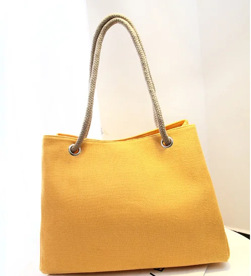 Fashion Women Linen Handbag Large Shopping Tote Holiday Big Basket Bags Summer Beach Bag Woven Beach Shoulder Bag JXY550 Yellow