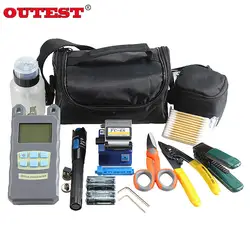 OUTESET волоконно-оптические FTTH Tool Kit с FC-6S Fiber Кливер и оптический Мощность метр 5 км Визуальный дефектоскоп 1 МВт для зачистки проводов