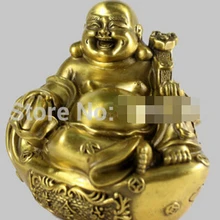 " Китай Бронза Тибет Буддизм Счастливый Майтрейя Будда Сидит Руки Держите Ruyi Статуя