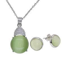 Серебряные Ювелирные наборы Настоящее серебро 925 пробы ювелирные наборы с зеленый опал