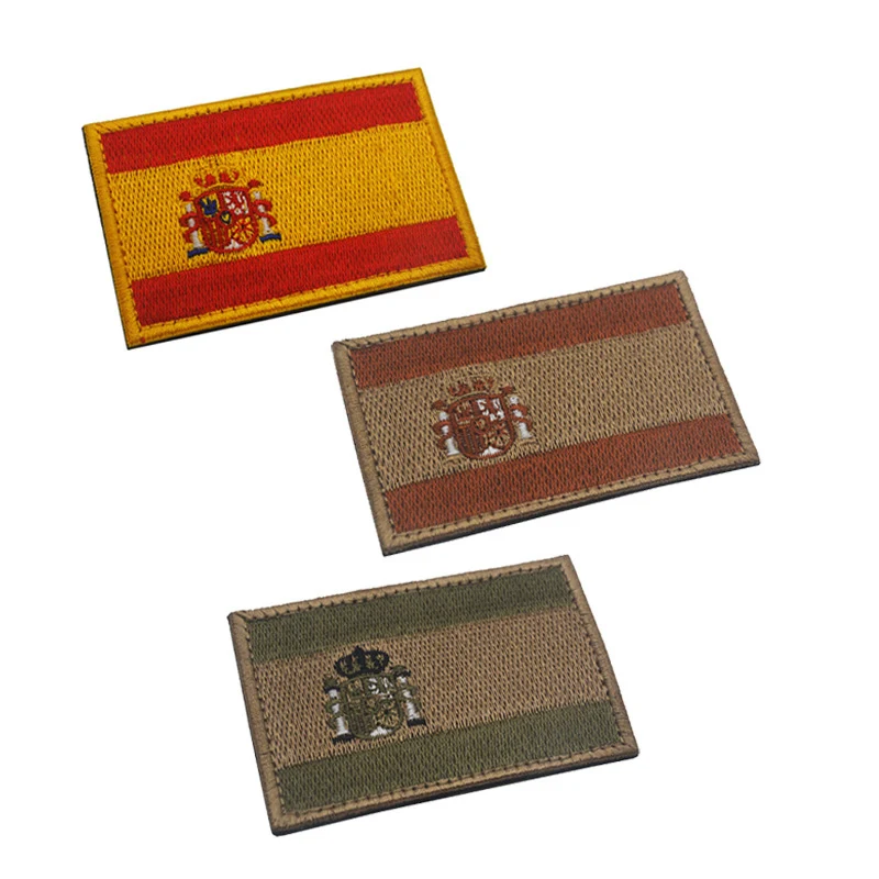 

Kids Spain Flag Sticker 3D Embroidery Cloth Countries Flags Armband DIY Applique Stick On Patches Clothes Backpack