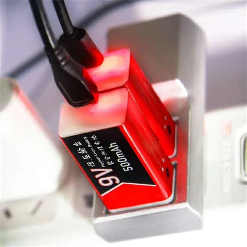 Зарядка через USB 9V 500 мА/ч литий ионный аккумулятор Батарея Перезаряжаемые 9В для
