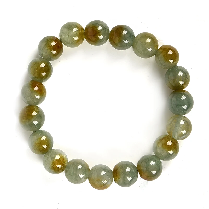

Color as green as green and its Dotted with Yellow Bead Seven -color Synthesis Jasper Bracelet.Girls of all ages
