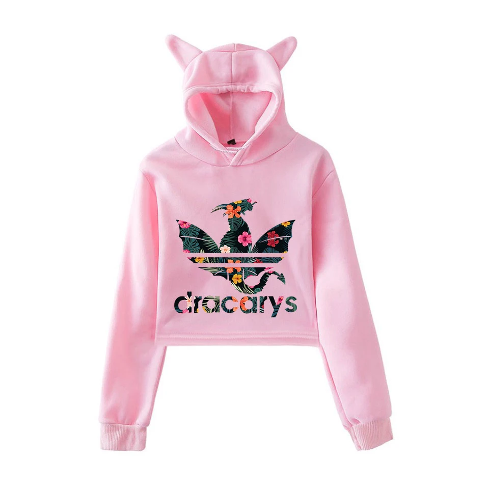 Kpop Game Of Thrones Dracarys Women Hoodie Crop Top Cat Ear Hooded Sweatshirt Harajuku Winter Women Hoodies Exposed Pullovers Kpop Game Of Thrones Dracarys Women Hoodie Crop Top Cat Ear Hooded Sweatshirt Harajuku Winter Women Hoodies Exposed Pullovers