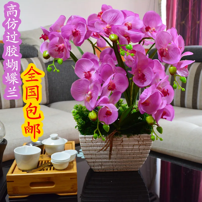 

Quality artificial flowers glue phalaenopsis set artificial flower silk flower belt vase