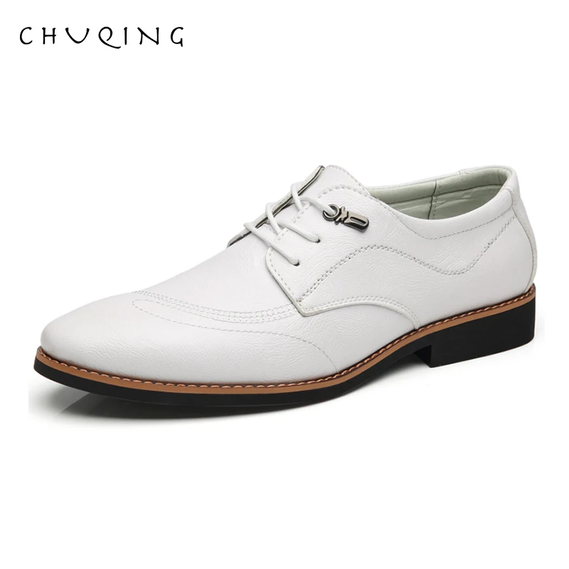 

CHUQING Mens Derby Lace-Up Pointed Toe Dress Slides Zapatos Fashion Leather Bright Business De Hombre Wedding Shoes