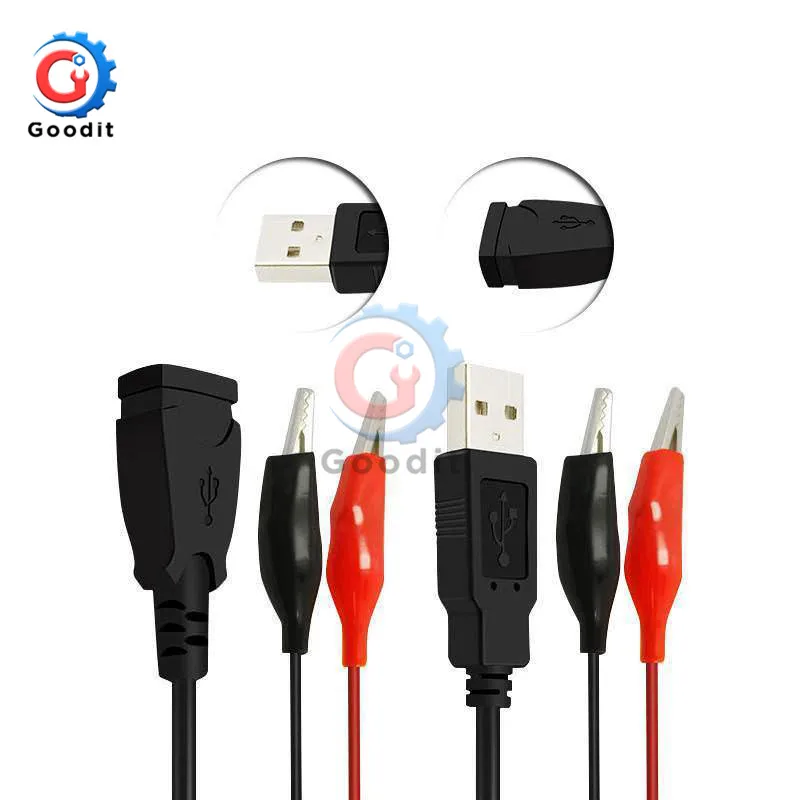 USB Alligator Clips Crocodile Wire Male/Female to USB Tester Detector