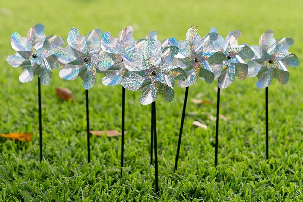 Bird Scarer PinWheels -Sparkly Holographic Pin Wheel Spinners Scare Off Birds and Pests (Set of 16) Bird Scarer PinWheels -Sparkly Holographic Pin Wheel Spinners Scare Off Birds and Pests (Set of 16)